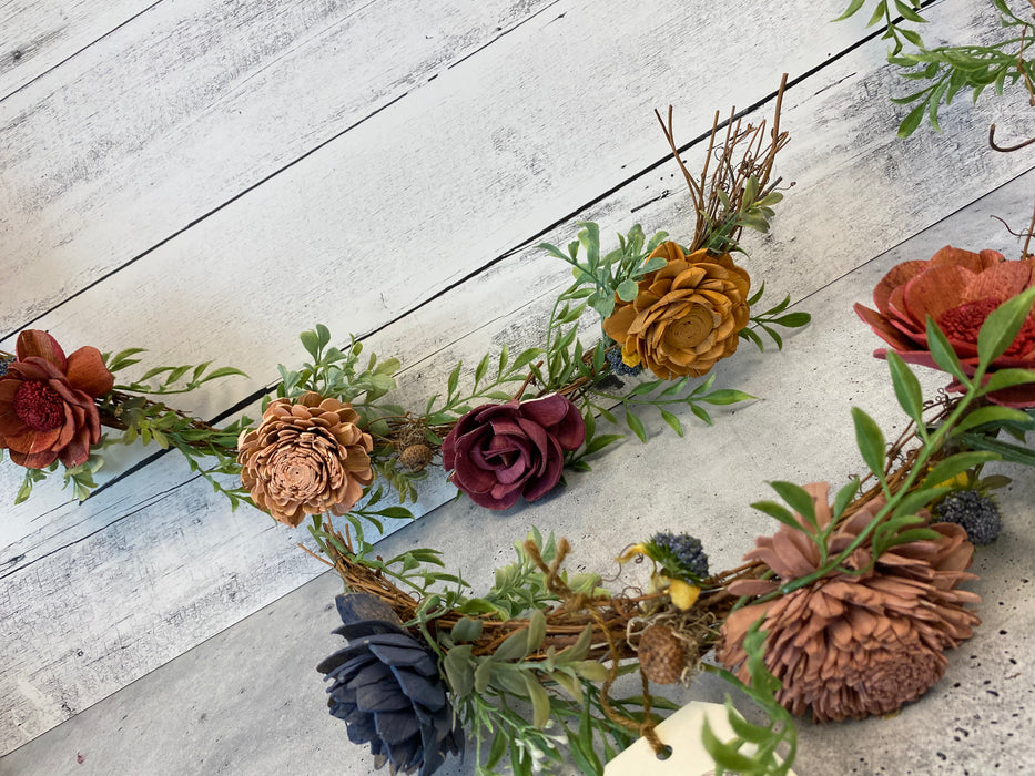 Wood Flower Garland