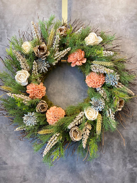 Custom Woodflower Grapevine Wreath