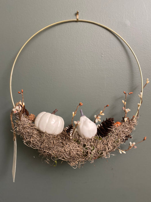 White Fall Pumpkim Wreath